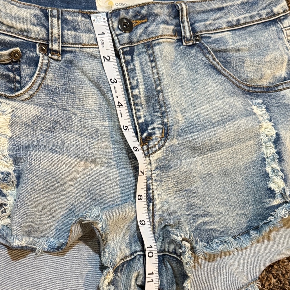Ocean Drive Light Blue Distressed Jean Shorts - Picture 6 of 6